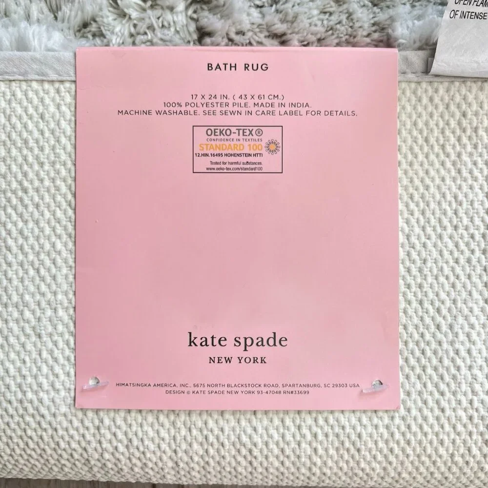 Kate Spade Gray 17 x 24 Bath Rug Mat Soft Fuzzy Plush Shower Non Slip Grey